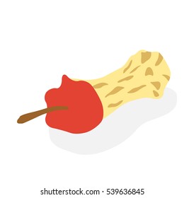 Apples stub. Fruit stub. Red apple on white background. Vector illustration.