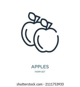 apples thin line icon. apple, nutrition linear icons from farm set concept isolated outline sign. Vector illustration symbol element for web design and apps.