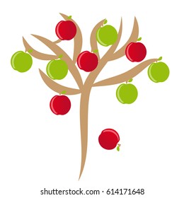 Apples with tree on white background. Vector illustration.
