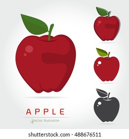 Apples vector icon cartoon style isolated on white background. vector illustration. Apples isolated black 
and color icons vector silhouette. fruit, food, vector flat style