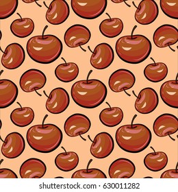 Apples, vector illustration, food, red, fruit, pattern 