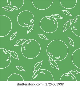 Apples. Vector illustrationon a green background. For fabrics, packaging. 