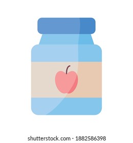 Applesauce For Baby Bottle Flat Style Icon Vector Illustration Design