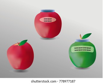 Apple-shaped container with an editable label on white background