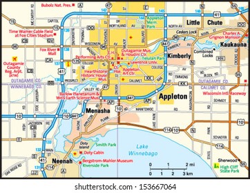 Appleton, Wisconsin area map