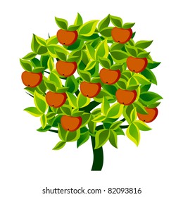 apple-tree icon with leaves and apples isolated