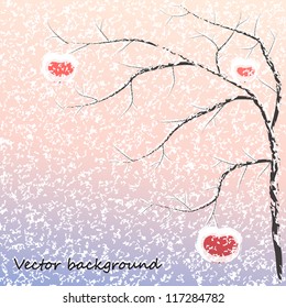 Apple-tree with red apples covered with snow in the winter. Vector background. eps 10