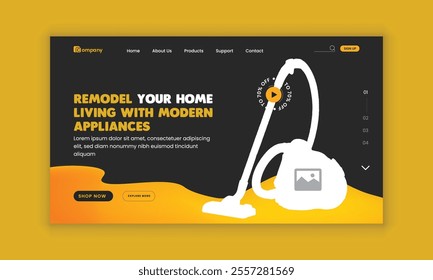  Appliance Accessories landing page ui ux design and Home Appliance website horizontal banner template and home appliance landing page interface design template 
