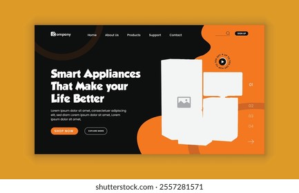  Appliance Accessories landing page ui ux design and Home Appliance website horizontal banner template and home appliance landing page interface design template 
