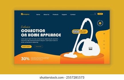  Appliance Accessories landing page ui ux design and Home Appliance website horizontal banner template and home appliance landing page interface design template 
