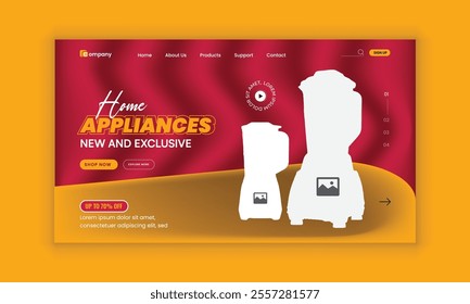  Appliance Accessories landing page ui ux design and Home Appliance website horizontal banner template and home appliance landing page interface design template 
