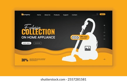  Appliance Accessories landing page ui ux design and Home Appliance website horizontal banner template and home appliance landing page interface design template 
