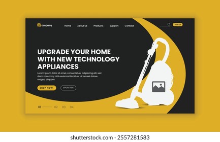  Appliance Accessories landing page ui ux design and Home Appliance website horizontal banner template and home appliance landing page interface design template 
