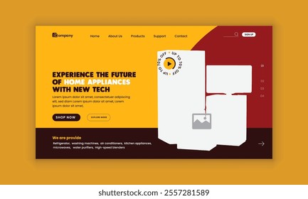  Appliance Accessories landing page ui ux design and Home Appliance website horizontal banner template and home appliance landing page interface design template 
