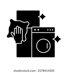 Appliance Cleaning – Washing Machine and Sponge Representing Clean Household Appliances. Vector illustration.