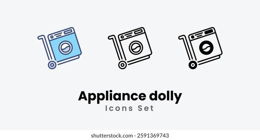 Appliance dolly Icons set thin line and glyph vector icon illustration