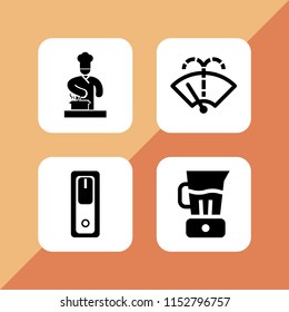 appliance icon. 4 appliance set with blender, cooker, switch and washer vector icons for web and mobile app