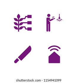 appliance icon. 4 appliance set with smart home, knife and smart vector icons for web and mobile app