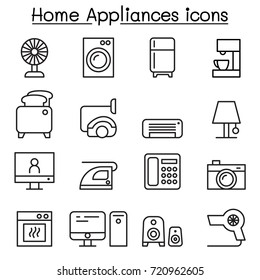 Appliance Icon Set In Thin Line Style