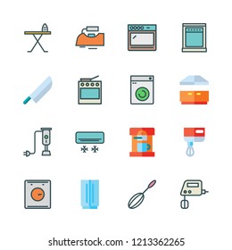 appliance icon set. vector set about iron, fridge, iron board and coffee maker icons set.