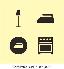 appliance icon. appliance vector icons set iron, floor lamp and gas stove