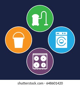 Appliance icons set. set of 4 appliance filled icons such as washing machine, cooker, vacuum cleaner
