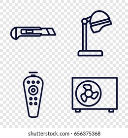 Appliance icons set. set of 4 appliance outline icons such as salon hair dryer, cutter, remote control