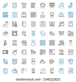 appliance icons set. Collection of appliance with coffee maker, electric razor, freezer, vacuum cleaner, water dispenser, hairdryer, bucket. Editable and scalable appliance icons.