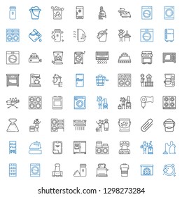 appliance icons set. Collection of appliance with dishwashing, chimney, bucket, toaster, electric razor, paper clip, washing machine, vacuum cleaner. Editable and scalable appliance icons.