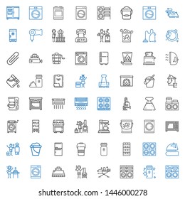 appliance icons set. Collection of appliance with washing machine, electric razor, ironing, chimney, hood, burner, iron, bucket, fridge. Editable and scalable appliance icons.