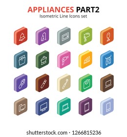 Appliance isometric line vector icons set