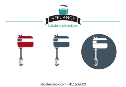 Appliance kitchen collection. Modern electric Mixer. Icon. Pictogram. Vector. 