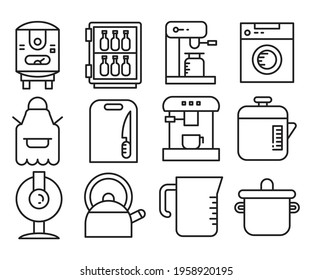 appliance and kitchenware icons set vector