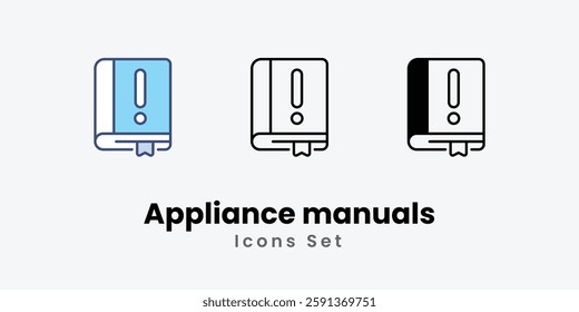 Appliance manuals Icons set thin line and glyph vector icon illustration