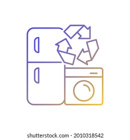 Appliance recycling program gradient linear vector icon. Industrial garbage. Alternative energy management. Thin line color symbols. Modern style pictogram. Vector isolated outline drawing