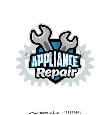 Appliance Repair logo blue, vector, illustration, background, banner, poster, symbol, badge