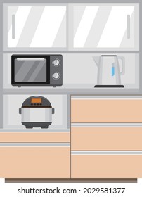 ilustración vectorial de dispositivo y estante