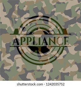 Appliance written on a camouflage texture