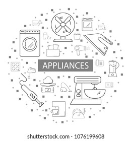 Appliances background from line icon. Linear vector pattern