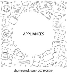 Appliances background from line icon. Linear vector pattern