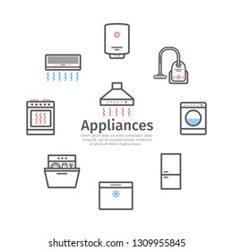 Appliances banner line icons set. Vector signs for web graphics. Infographics.