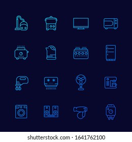 Appliances and consumer electronics thin line icons set