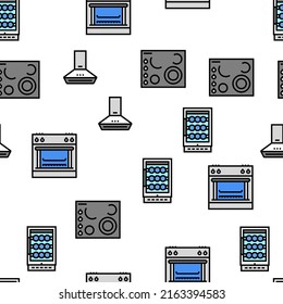 Appliances Domestic Equipment Vector Seamless Pattern Thin Line Illustration