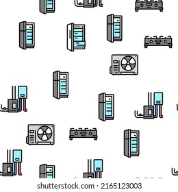 Appliances Domestic Equipment Vector Seamless Pattern Thin Line Illustration