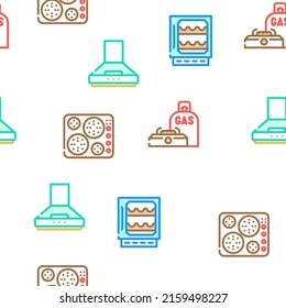 Appliances Domestic Technology Vector Seamless Pattern Color Line Illustration