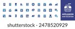 Appliances icon collection. Duotone color. Vector illustration. Containing laundry, washingmachine, washer, toaster, toast, iron, refrigerator, cookingtime, mixer, humidifier.