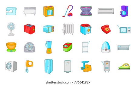 Appliances icon set. Cartoon set of appliances vector icons for web design isolated on white background