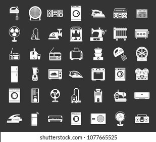 Appliances icon set vector white isolated on grey background 