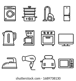 Appliances icon vector set. Technics illustration sign collection.