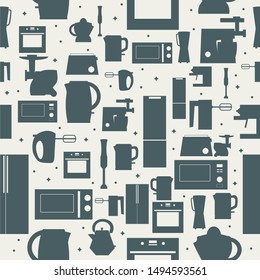 Appliances icons seamless background. Vector set of domestic electric machines